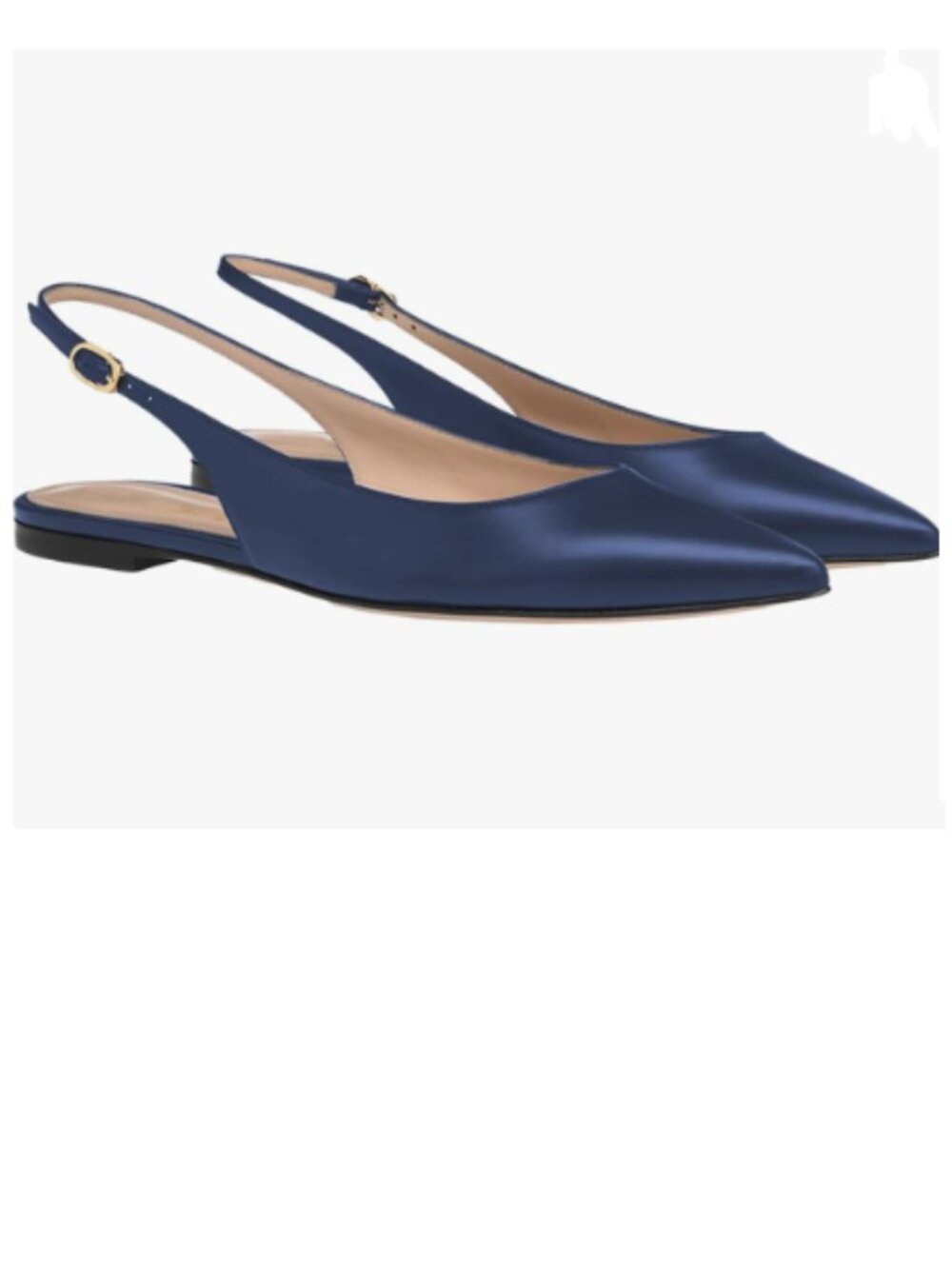 FOWT Navy Pointed Toe Slingback Buckle Strap Womens Flats Comfort Casual Shoes
